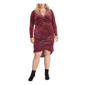 RACHEL RACHEL ROY Womens Pink High-low Hem Long Sleeve Faux Wrap Dress Plus 1X